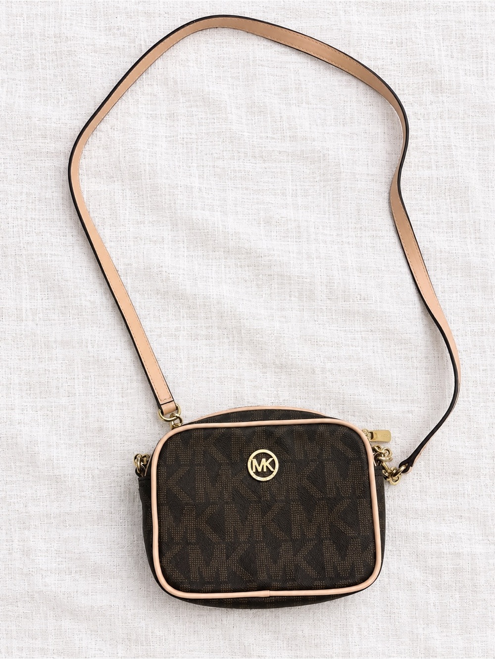 Michael Kors Brown Signature Logo Mini Crossbody Camera Bag
